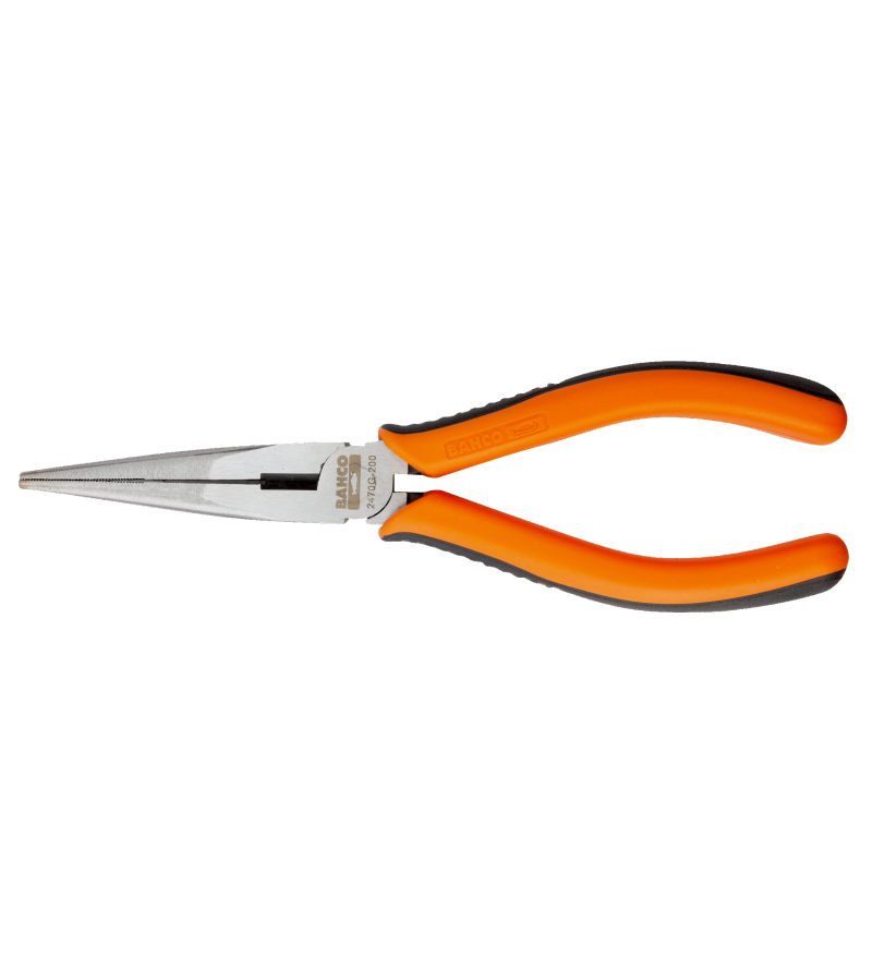 Alicates de boca semirredonda con mangos bi-componentes y acabado lacado, 165 mm  2470 G-160