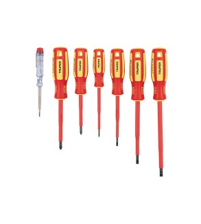 Juego 6 desarmadores dieléctricos y 1 probador de corriente Código: 14196 Clave: DTJ-7D