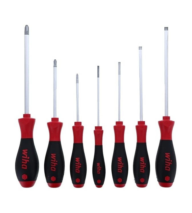 Wiha 30278 Juego de destornilladores ranurados y Phillips de 7 piezas SoftFinish