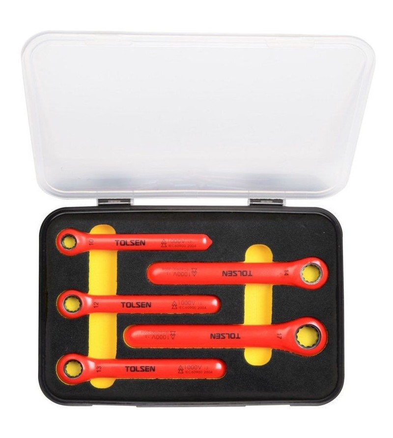 JUEGO DE LLAVES CORONA CON RATCHET AISLADAS 1000V 5PCS   TOLSEN