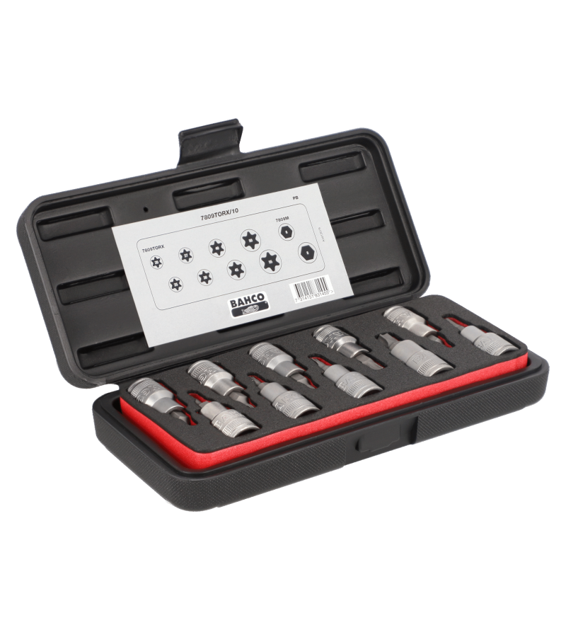 Juego de vasos BAHCO con punta con cuadrado de 1/2" para tornillo de cabeza TORX®/Phillips  7809TORX/10
