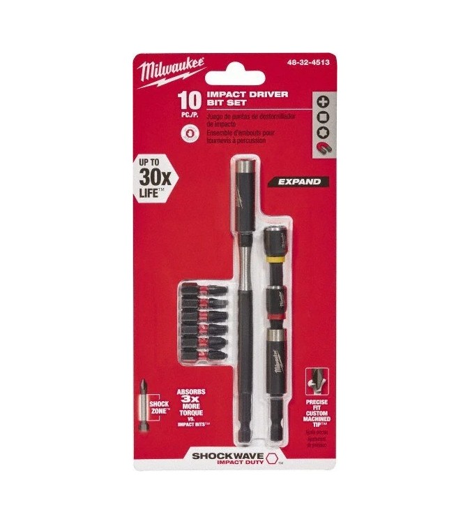 Juego de expansión de 10 piezas SHOCKWAVE para trabajos de impacto - milwaukee