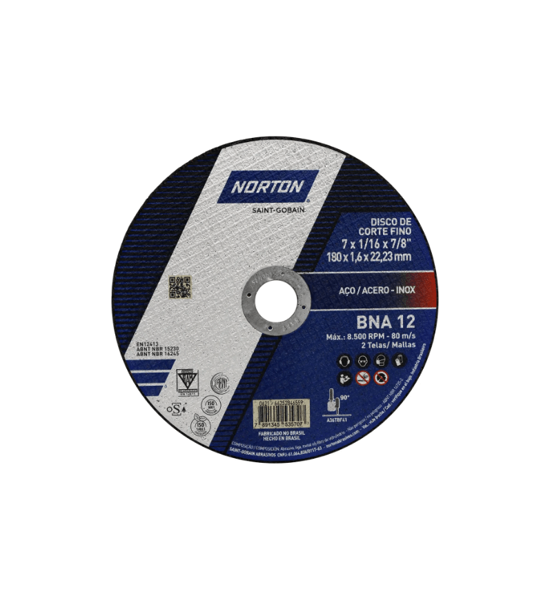 Disco De Corte Fierro 7" X 1/16 X 7/8 Fino Bna12 Norton