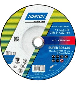isco Abrasivo Desbaste Fierro 7" (180 mm) x 1/4" (6mm) x 7/8" BDA640 Norton
