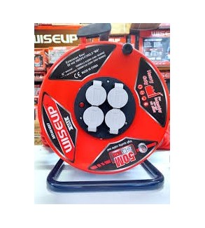 Extensiones de cable en carrete electricas de 4 tomas de 25 mts WISEUP