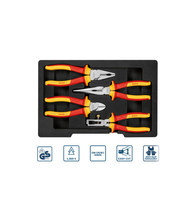 VDE JUEGO DE ALICATES MIXTO 4PZ 1600A02NG1000 BOSCH