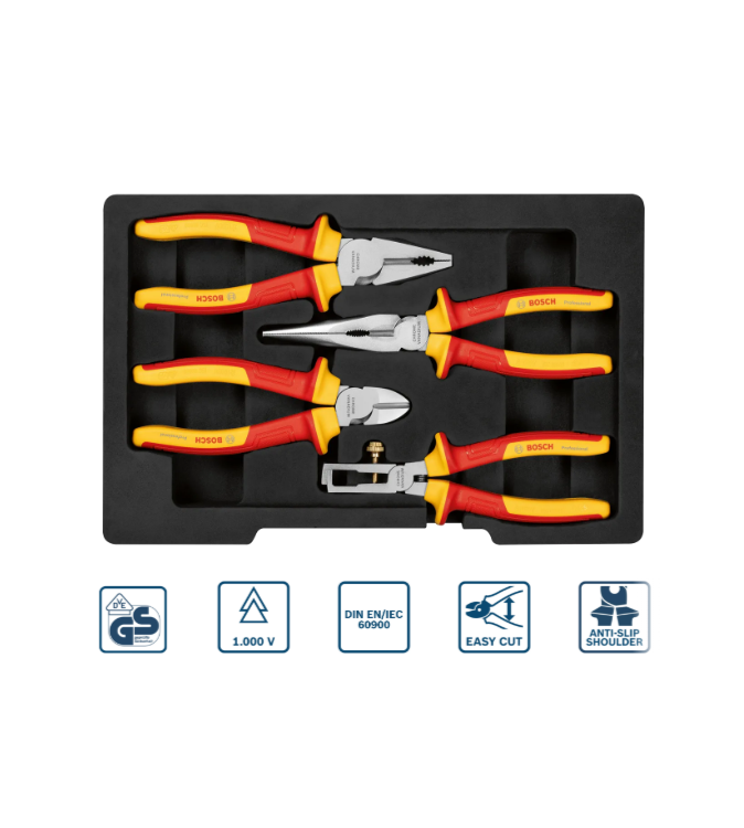 VDE JUEGO DE ALICATES MIXTO 4PZ 1600A02NG1000 BOSCH